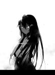  1girl absurdres black_hair dandelion_(girls&#039;_frontline) girls&#039;_frontline griffin_&amp;_kryuger_military_uniform hair_ornament highres long_hair long_jacket looking_at_viewer miharu_(cgsky) monochrome nyto_(girls&#039;_frontline) solo white_background 