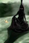  1boy absurdres animal arm_support artist_name berawholoves42069 black_robe bug butterfly commentary crown english_commentary full_body hand_on_floor hand_rest highres nerona_imu nerona_imu_(silhouette) one_piece red_eyes reddit_logo reddit_username robe shadow silhouette sitting twitter_logo twitter_username yellow_butterfly 