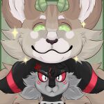 airymiller anthro cheek_tuft collar duo eeveelution facial_tuft fluffy fusion generation_1_pokemon generation_2_pokemon generation_4_pokemon grumpy hi_res leaf leafeon male neck_tuft nintendo original_character_do_not_steal pokemon pokemon_(species) pokemon_fusion smile snorlax spikes symmetry tuft umbreon