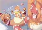 2023 ambiguous_gender ampharos anthro arm_fin armwear ball_tuft balls blush bodily_fluids body_blush buieb buizel chest_tuft clothing collar crumb_(buizel) cute_fangs dripping duo elbow_gloves english_text eyewear facial_tuft fangs feet fin foot_fetish foot_play footjob footprint generation_2_pokemon generation_4_pokemon genital_fluids genitals glasses glistening glistening_balls glistening_genitalia gloves gloves_(marking) grey_background handwear heart_symbol larger_male larger_sub leaking_precum leash leash_pull legwear litho_(stormysparkler) looking_pleasured male markings multiple_angles narrowed_eyes nintendo nude_anthro onomatopoeia open_mouth orange_balls orange_body orange_penis pawpads pawprint pawprint_(marking) penis penis_blush pillow pokemon pokemon_(species) precum precum_drip red_eyes red_markings red_penis round_glasses sex signature simple_background sitting sitting_on_another size_difference slightly_chubby slightly_chubby_male smaller_ambiguous smile sound_effects striped_ears striped_markings striped_tail stripes submissive tail tail_markings tapering_penis teeth text thigh_highs tuft white_body