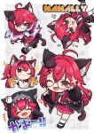  +++ 1girl :d ;3 ^_^ ahoge animal_ear_fluff animal_ear_legwear animal_ears animal_hands beamed_eighth_notes beamed_sixteenth_notes black_jacket black_necktie black_shoes blush_stickers cat_ears cat_girl cat_tail character_name chibi closed_eyes collared_shirt dotted_line eighth_note electricity electrokinesis fake_animal_ears fangs glasses gloves grey_background grid_background grin hair_intakes hair_ornament hairclip highres jacket long_hair long_sleeves multiple_views musical_note nanally_(neverness_to_everness) necktie neverness_to_everness one_eye_closed paw_gloves pleated_skirt puffy_long_sleeves puffy_sleeves purple_skirt red_eyes red_hair round_eyewear shirt shoes skirt smile smug socks sparkle tail totatokeke very_long_hair white_shirt white_socks wolf_ears wolf_hood x_hair_ornament 