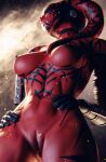  3d_(artwork) abs alien alien_humanoid areola armwear big_breasts breasts clothing darth_talon digital_media_(artwork) el-recondite elbow_gloves eyes_closed female genitals gloves hands_on_hips handwear hi_res humanoid low-angle_view markings muscular muscular_female navel nipples nude pseudo_hair pussy red_body red_skin solo star_wars tentacles thick_thighs twi&#039;lek veiny_breasts wide_hips 