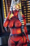  3d_(artwork) alien alien_humanoid areola big_breasts bra breasts clothed clothing cupless_bra digital_media_(artwork) el-recondite female garter_belt garter_straps hi_res humanoid lekku_(anatomy) lingerie looking_at_viewer markings mature_female navel nipples not_furry panties pseudo_hair red_body red_skin shaak_ti skimpy solo star_wars tentacles thick_thighs thong togruta underwear wide_hips 