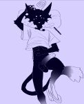 2025 anthro balls bell black_body black_fur bottomless clothed clothing clothing_around_one_leg digital_drawing_(artwork) digital_media_(artwork) domestic_cat erection felid feline felis foreskin fur genitals hand_behind_head hand_on_belly head_on_pillow hi_res humanoid_genitalia humanoid_penis looking_at_viewer lying male mammal nerunaur noir_(noirzvault) on_back partially_clothed penis pillow shirt shirt_only signature simple_background slim smile solo tail tongue tongue_out topwear topwear_only underwear underwear_around_one_leg underwear_down unretracted_foreskin urethra 