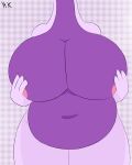 anthro belly big_belly big_breasts breasts female generation_6_pokemon goodra hand_on_breast hi_res hkworks nintendo nude pokemon pokemon_(species) presenting simple_background solo