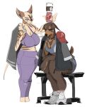2026 4_fingers absurd_res anthro bananasneon bare_shoulders baseball_cap big_breasts biped black_eyes black_nose blue_bra blue_clothing blue_sclera blue_sports_bra blue_underwear bottomwear bra breast_size_difference breasts brown_body brown_bottomwear brown_clothing brown_ears brown_fur brown_pants brown_stripes brown_tail canid canine canis cleavage closed_smile clothed clothed_anthro clothed_female clothing dark_body dark_fur dark_markings digital_drawing_(artwork) digital_media_(artwork) dobermann domestic_cat domestic_dog duo ears_down eyebrows eyes_closed felid feline felis female fingers footwear fully_clothed fully_clothed_anthro fully_clothed_female fur glistening glistening_eyes grey_towel hairless hairless_cat hat headgear headwear hi_res holding_object holding_towel humanoid_hands iris jacket legs_together light_body light_fur looking_at_object mammal markings mouth_closed multicolored_baseball_cap multicolored_body multicolored_clothing multicolored_footwear multicolored_fur multicolored_hat multicolored_headgear multicolored_headwear multicolored_inner_ear multicolored_jacket multicolored_nose multicolored_shoes multicolored_sneakers multicolored_tail multicolored_topwear no_pupils pants pink_inner_ear pinscher pivoted_ears pointy_ears prick_ears purple_bottomwear purple_bra purple_clothing purple_pants purple_sports_bra purple_underwear purple_yoga_pants shoes short_tail simple_background sitting smile sneakers snout sphynx_(cat) sports_bra stacking standing straight_legs striped_arms striped_body striped_hips striped_neck stripes tail tan_body tan_breasts tan_eyebrows tan_tail thick_eyebrows thick_thighs three-quarter_view topwear towel two_tone_baseball_cap two_tone_body two_tone_clothing two_tone_fur two_tone_hat two_tone_headgear two_tone_headwear two_tone_nose two_tone_tail underwear white_background yoga_pants