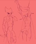 2025 anthro arthropod arthropod_abdomen balls becoming_erect digital_media_(artwork) empty_eyes eyes_closed flaccid foreksin foreskin genitals half-erect hand_on_neck hi_res horn humanoid_genitalia humanoid_penis insect insect_wings long_foreskin male nerunaur nude penis saggy_balls scar signature simple_background slim solo standing stretching throbbing throbbing_penis unretracted_foreskin wings