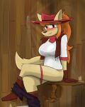 absurd_res anthro belt blush boots breasts canid canine ceroba_ketsukane clothed clothing cowboy cowboy_hat crossed_legs feces feces_in_ass feces_pile female footwear fox gloves hair handwear hat headgear headwear hi_res jeans_down kerchief latrine looking_at_viewer mammal notmypornaccount open_belt orange_hair panties panties_down partially_clothed pooping pooping_in_toilet red_clothing red_eyes red_panties red_underwear rural shed shirt shoes sitting sitting_on_toilet smile smiling_at_viewer solo t-shirt toilet toilet_use topwear true_fox undertale_yellow underwear underwear_down white_clothing white_shirt white_t-shirt white_topwear wood