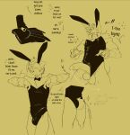 2025 absurd_res anthro ball_slip balls bodily_fluids bulge bunny_costume canid canine canis clothing costume digital_drawing_(artwork) digital_media_(artwork) domestic_dog dripping embarrassed fake_ears fake_rabbit_ears genital_fluids genitals half-erect headgear headwear hi_res humanoid_genitalia humanoid_penis leonardo_soleon male mammal nerunaur penis penis_poking_out precum precum_drip saggy_balls samuel_limbo shocked simple_background solo solo_focus standing tail text the_lunar_flame tight_clothing wardrobe_malfunction