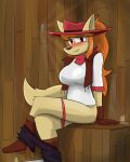 absurd_res anthro belt blush boots breasts canid canine ceroba_ketsukane clothed clothing cowboy cowboy_hat crossed_legs female footwear fox gloves hair handwear hat headgear headwear hi_res jeans_down kerchief latrine looking_at_viewer mammal notmypornaccount open_belt orange_hair panties panties_down partially_clothed pooping pooping_in_toilet red_clothing red_eyes red_panties red_underwear rural shed shirt shoes sitting sitting_on_toilet smile smiling_at_viewer solo t-shirt toilet toilet_use topwear true_fox undertale_yellow underwear underwear_down white_clothing white_shirt white_t-shirt white_topwear wood