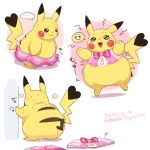  2022 bodily_fluids bottomwear breath clothed clothing cosplay_pikachu_(costume) cute_fangs dancewear dated discarded_clothing dressing female feral hi_res multiple_images nawa nintendo obese obese_feral open_mouth overweight overweight_feral partially_clothed pikachu pikachu_pop_star pok&eacute;mon pok&eacute;mon_(species) skirt solo struggling_to_fit sweat tears tight_clothing topwear tutu undressing video_games 