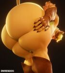 2026 3d_(artwork) 5_fingers accessory anthro big_butt black_background black_claws blonde_hair boots brown_boots brown_clothing brown_footwear brown_gloves brown_handwear butt cheek_tuft claws clothing digital_media_(artwork) domestic_cat dwrenders english_description epic_games facial_tuft felid feline felis fingerless_gloves fingers footwear fortnite fur gloves hair handwear headband hi_res looking_back male mammal meowtooth nude_anthro nude_male orange_body orange_fur rear_view shoes simple_background solo tail thick_thighs tuft