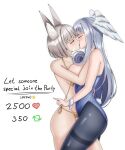  2girls absurdres animal_ear_fluff animal_ears bikini black_pantyhose blue_leotard breasts cat_ears cat_girl closed_eyes collarbone commentary curled_ends english_commentary english_text facial_mark grey_hair head_wings highres kiss large_breasts leotard long_hair loose_hair_strand medium_hair melia_antiqua multiple_girls nia_(xenoblade) pantyhose playboy_bunny side-tie_bikini_bottom simple_background succducc888 swimsuit twitter_strip_game very_long_hair whisker_markings white_background wings xenoblade_chronicles_(series) xenoblade_chronicles_3 yellow_bikini yellow_eyes yuri 