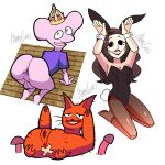 2025 absurd_res all_fours animal_ears anthro anus balls big_butt black_eyes blue_eyes blush bottomless bottomless_male breasts brown_hair bunny_costume butt clitoris clothed clothing costume crown doll_joints eyelashes eyeshadow female fungus fur genitals hair hand_on_butt hands_on_ground headgear hi_res human itamigao kneeling krainagrzybow legwear light_body light_skin lips lipstick little_king_john long_hair looking_at_viewer looking_up lying makeup male malgosia_(krainagrzybow) mammal mouse_ears murid murine mushroom nude nude_female orange_body orange_fur pantyhose pawpads paws pink_body pink_lips pink_skin poradnik_usmiechu pose presenting presenting_anus presenting_hindquarters prosthetic prosthetic_limb rat red_lipstick rodent sciurid shaye_saint_john signature simple_background sitting smile spread_legs spreading suggestive thick_thighs toony tree_squirrel uncanny_valley vulva what white_background youtube