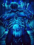 anthro balls barazoku big_balls big_penis blue_body blue_penis bodily_fluids disembodied_hand duo erection exclamation_point eyeless genital_fluids genitals gesture ghost_hand glans hi_res humanoid humanoid_genitalia humanoid_penis leaking_precum male male_anthro microsoft minecraft mojang monster muscular muscular_anthro muscular_male pecs penis precum solo_focus theanzelart warden_(minecraft) xbox_game_studios
