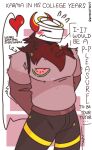 2024 2_horns anthro artist_name biped black_bottomwear black_clothing black_pants blush bottomwear clothed clothed_anthro clothed_male clothing dialogue digital_drawing_(artwork) digital_media_(artwork) directional_arrow english_text eyes_closed front_view fully_clothed fully_clothed_anthro fully_clothed_male fur halo hands_behind_back head_horn hi_res horn karma_(skykdotidot) male mouth_closed neck_tuft pants pattern_bottomwear pattern_clothing pattern_pants pink_clothing pink_sweater pink_topwear portrait print_clothing print_sweater print_topwear red_body red_fur simple_background skykdotidot snout solo spade_tail striped_bottomwear striped_clothing striped_pants stripes sweatdrop_(iconography) sweater tail talking_to_viewer text three-quarter_portrait topwear tremble_spikes tuft unknown_species white_background yellow_stripes