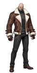  1boy absurdres antoine_martinez bald beard black_gloves black_hair black_pants black_sweater brown_jacket brown_shoes clenched_hands facial_hair fingerless_gloves full_body gloves highres jacket looking_at_viewer mustache official_alternate_costume official_art open_clothes open_jacket pants shoes simple_background solo_leveling solo_leveling:_arise sweater transparent_background turtleneck turtleneck_sweater yellow_eyes 