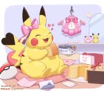  &lt;3 2022 bow_(feature) cake clothing cosplay_pikachu_(costume) crumbs dated dessert eating eyes_closed fat_rolls female feral food happy nawa nintendo obese obese_female obese_feral overweight overweight_female overweight_feral pikachu pikachu_pop_star pok&eacute;ball pok&eacute;mon pok&eacute;mon_(species) smile solo sweets video_games weight_gain 