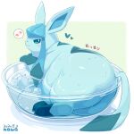  &lt;3 2020 ambiguous_gender blush bodily_fluids bowl container dated eeveelution fat_rolls feral glaceon happy hi_res ice looking_back nawa nintendo obese obese_feral overweight overweight_feral partially_submerged pok&eacute;mon pok&eacute;mon_(species) smile solo sweat video_games 
