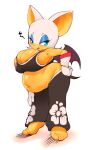  anthro barefoot big_breasts breasts chiropteran cleavage clothed clothing feet female hellbrain hi_res huge_breasts looking_at_viewer mammal overweight rouge_the_bat sega solo sonic_the_hedgehog_(series) wings 