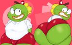 16:10 2020 absurd_res anatid anseriform anthro anthrofied avian beak big_butt bird blonde_hair bottomwear breadwinners buhdeuce_von_deuce_bersukovich_i bulge butt clothed clothing digital_media_(artwork) duck filthyopossum front_and_back front_view green_body hair hat headgear headwear hi_res huge_butt looking_at_viewer looking_back male male_focus mammal multiple_angles nickelodeon nintendo overweight overweight_anthro overweight_male red_background red_bottomwear red_cap red_clothing shirt shorts simple_background slightly_chubby solo solo_focus teeth thick_thighs topwear white_clothing white_shirt white_topwear wide_hips widescreen