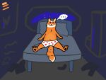 4:3 anthro bawkfudge bedroom clothing embarrassed fluffy fox_mccloud hi_res male nervous nintendo paws slightly_chubby solo space star_fox underwear