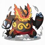  brown_eyes brown_fur claws commentary emboar english_commentary looking_at_viewer mistray-art no_humans numbered pokemon pokemon_(creature) signature simple_background solo white_background 