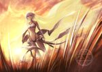  152_in_can 1girl altera_(fate) bare_shoulders breasts choker commentary dark-skinned_female dark_skin detached_sleeves fate/grand_order fate_(series) field full-body_tattoo headdress highres looking_at_viewer navel red_eyes short_hair small_breasts solo tattoo veil white_hair 