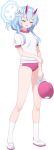  1girl baseball_cap blue_archive blue_halo blush breasts buruma chise_(blue_archive) closed_eyes flower full_body game_asset gym_uniform hair_flower hair_ornament halo hand_on_own_arm hat highres holding holding_unworn_clothes holding_unworn_hat horns hwansang large_variant_set legs long_hair official_art open_mouth pink_buruma pink_hat pink_horns pink_trim raised_inner_eyebrows sad shirt shoes short_hair_with_long_locks short_sleeves sidelocks simple_background skin-covered_horns small_breasts socks solo standing tachi-e tears thighs third-party_source transparent_background u_u unworn_hat unworn_headwear variant_set white_flower white_shirt white_shoes white_socks 