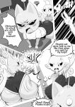 3_eyes absurd_res alien alien_humanoid anthro bent_over big_butt biped blush bodily_fluids bottomwear breasts butt butt_slap butt_squish clothing comic dialogue duo eyelashes felid feline female female/female hi_res huge_butt humanoid mammal monochrome multi_eye nebssik pupils shorts slap smile speech_bubble squish sweat text