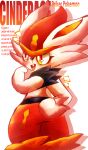 2026 absurd_res anthro bar_emanata bottomwear cheek_tuft cinderace clothed clothed_anthro clothing colored colored_line_art digital_drawing_(artwork) digital_media_(artwork) emanata facial_tuft felipotyphlosion fur generation_8_pokemon hi_res lagomorph leporid long_ears male mammal nintendo pants pokemon pokemon_(species) rabbit red_body red_eyes red_fur scut_tail short_tail simple_background solo tail text tuft white_background white_body white_fur