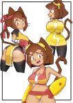 2026 absurd_res accessory akibas123 anthro arm_under_breasts big_breasts bikini breasts brown_body brown_hair butt clothing domestic_cat eyebrows eyelashes eyewear eyewear_on_head felid feline felis female gameoverse glitch_productions goggles goggles_on_head hair hand_on_hip headband hi_res kit_(gameoverse) magenta_eyes mammal navel open_mouth solo swimwear two-piece_swimsuit whiskers wide_hips yellow_sclera