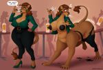 absurd_res anthro anthro_to_taur belt big_breasts big_butt black_lips blush bottomwear breast_expansion breasts brown_body brown_fur brown_hair bulge butt butt_expansion claws clothing collared_shirt container cup dress_shirt drinking drinking_glass ear_piercing ear_ring expansion eyeshadow felid felid_taur fur glass glass_container glass_cup group gynomorph gynomorph_focus hair hand_on_hip hi_res huge_breasts intersex intersex_focus lion lion_taur lips makeup mammal mammal_taur margarita_(yaramoshi_satoshi) mature_anthro mature_gynomorph mature_intersex pantherine pantherine_taur pants piercing ring_piercing shirt solo_focus spitting_drink tail tail_tuft taur thick_lips thick_thighs topwear torn_bottomwear torn_clothing torn_pants transformation tuft unidentified-tf wide_hips wine_glass