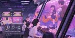  6+boys arcade arcade_cabinet belt bemani blood child commentary controller dance_dance_revolution glasses highres horror_(theme) indoors injury joystick male_focus mayozom multiple_boys open_mouth original playing_games playing_video_games puppet_strings reflective_floor sailor_collar shirt_tucked_in short_hair short_sleeves white_sailor_collar 