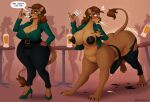 anthro anthro_to_taur belt big_breasts big_butt black_lips black_penis blush bodily_fluids bottomwear breast_expansion breasts brown_body brown_fur brown_hair bulge butt butt_expansion claws clothing collared_shirt container cup dress_shirt drinking drinking_glass dripping ear_piercing ear_ring expansion eyeshadow felid felid_taur fur genital_fluids genitals glass glass_container glass_cup group gynomorph gynomorph_focus hair hand_on_hip hi_res huge_breasts humanoid_genitalia humanoid_penis intersex intersex_focus lion lion_taur lips makeup mammal mammal_taur margarita_(yaramoshi_satoshi) mature_anthro mature_gynomorph mature_intersex pantherine pantherine_taur pants penis piercing precum precum_drip ring_piercing shirt solo_focus spitting_drink tail tail_tuft taur thick_lips thick_thighs topwear torn_bottomwear torn_clothing torn_pants transformation tuft unidentified-tf wide_hips wine_glass