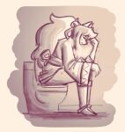  anthro bodily_fluids boots canid canine ceroba_ketsukane clothed clothing clothing_lift dress dress_lift female footwear fox implied_scat kanaii mammal panties panties_down partially_clothed pooping shoes sitting sitting_on_toilet solo steam struggling sweat sweatdrop toilet toilet_use true_fox undertale_yellow underwear underwear_down 