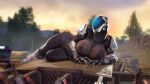  3d_(artwork) alien areola armor big_breasts breasts cleavage clothed clothing digital_media_(artwork) featureless_crotch female halo_(series) headgear helmet hi_res huge_breasts lying microsoft nipples on_side rodler sangheili solo thick_thighs video_games wide_hips xbox_game_studios 