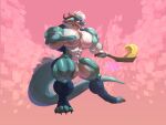 4:3 abs anthro big_muscles big_pecs claws cooking digitigrade dragon food fried_rice hair hi_res horn huge_muscles huge_pecs hyper hyper_muscles hyper_pecs long_tail male muscular muscular_thighs mythological_creature mythological_scalie mythology neonbarx pecs rice scalie solo tail white_hair