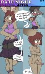 absurd_res anthro ballisticmelissa bat blush bovid breasts caprine clothing dialogue duo english_text erection female gael_(ballisticmelissa) genitals goat hi_res intersex intersex/male lilla_(ballisticmelissa) male mammal navel navel_piercing nipple_piercing nipples nude penis piercing text undressing