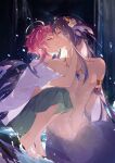  2boys ahoge amemura_ramuda closed_eyes facing_another hypnosis_mic jewelry jinguuji_jakurai kiss ku_luo_mofa_shi long_hair male_focus merman monster_boy multicolored_hair multiple_boys necklace pink_hair purple_hair short_sleeves topless_male very_long_hair water white_hair yaoi 