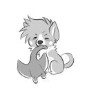  ambiguous_gender canid canine canis cheek_tuft domestic_dog duo eyes_closed facial_tuft fangs feral front_view fur hair hi_res mammal marine messy_hair monochrome neck_tuft princelykaden simple_background simple_eyes sitting spots spotted_body spotted_fur tuft 
