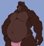  anthro brown_body chubby_male clothing hi_res male mammal musclegut muscular pecs pink_clothing pink_underwear solo underwear ursid zyyphelze 