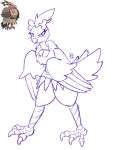 3:4 accessory anthro avian avian_feet beak bone bow_ribbon breasts claws eyelashes feathered_wings feathers feet female generation_5_pokemon hair_accessory hair_bow hair_ribbon inkdoll mandibuzz markings mole_(marking) nintendo non-mammal_breasts pokemon pokemon_(species) ribbons sketch tail talons toes wings