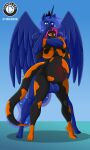 5_toes abdominal_bulge absurd_res amphibian anthro balls big_balls big_breasts black_body black_nipples blue_body blue_eyes blue_hair breasts chokehold crown crown_only danielssj dominant dominant_male duo equid equine eyebrows eyelashes feet female fire_salamander friendship_is_magic genitals hair hand_on_arm hasbro headgear headgear_only hi_res horn huge_breasts larger_male looking_at_another looking_at_partner looking_pleasured male male/female mammal markings maxine_(maxdamage_rulz) my_little_pony mythological_creature mythological_equine mythology nipples orange_body pink_hair pregnant pregnant_female pregnant_sex princess_luna_(mlp) salamander sex simple_background size_difference smaller_female sparkles sparkling_hair standing standing_sex toes winged_unicorn wings yellow_eyes