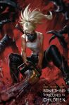  bandana belt black_pants blonde_hair blood blood_on_arm blood_on_clothes blood_on_face blood_on_hand blood_on_leg breasts bug chainsaw comic_cover commentary copyright_name cover cover_page derrick_chew english_commentary erica_slaughter green_eyes highres holding holding_chainsaw leather leather_pants long_hair looking_at_viewer mask medium_breasts mouth_mask pants print_mask signature something_is_killing_the_children vest weapon weapon_on_back white_vest 