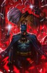  2boys bandaged_head bandages bat_mask batman batman_(series) batman_symbol belt black_cape black_gloves bodysuit brown_jacket bruce_wayne cape clenched_teeth comic_cover commentary cover cover_page cowl dc_comics derrick_chew english_commentary gloves grey_bodysuit highres holding holding_knife hush_(dc) jacket knife looking_at_viewer male_focus multiple_boys muscular muscular_male signature superhero_costume taut_bodysuit taut_clothes teeth textless_cover_page textless_version two-tone_suit utility_belt 