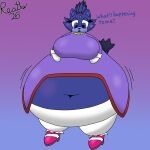 1:1 2026 accessory anthro belly belly_expansion big_belly big_breasts blaze_the_cat blue_background blue_body blue_ears blue_eyes blue_gem blue_hair blue_inner_ear blue_mouth blue_nose blue_tail blueberry_inflation body_inflation bottomwear breasts clothing coat colored dialogue digital_media_(artwork) domestic_cat english_text expansion eyelashes felid feline felis female footwear forehead_gem gem gloves hair hair_accessory hairband hand_on_belly hand_on_own_belly handwear hi_res huge_belly huge_breasts huge_thighs hyper hyper_belly hyper_inflation inflation looking_at_belly looking_at_own_belly looking_down looking_down_at_self mammal motion_lines navel open_mouth pants pink_clothing pink_footwear pink_shoes purple_background purple_clothing purple_coat purple_tailcoat purple_topwear reathe red_hairband sega shaded shoes signature simple_background solo sonic_the_hedgehog_(series) spherical_inflation swelling tail tailcoat text thick_thighs three-quarter_view tight_clothing topwear white_bottomwear white_clothing white_gloves white_handwear white_pants