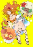  >_o 1girl :q ;q a_dong1987 absurdres alternate_color alternate_costume breasts brown_eyes castform castform_(sunny) cleavage closed_mouth collarbone commentary crossover cup drink feet floating_hair flower food fruit full_body hair_flower hair_ornament heart heart_in_mouth high_heel_sandals high_heels high_ponytail highres hisuian_zorua ice ice_cube juice knees large_breasts legs long_hair looking_at_viewer mandarin_orange meowth midriff miniskirt nami_(one_piece) one_eye_closed one_piece open_mouth orange_(fruit) orange_hair orange_juice orange_shirt orange_slice pokemon pokemon_(creature) pokemon_team ponytail red_flower sandals shiny_pokemon shirt short_sleeves sidelocks skirt smile thighs tied_shirt toes tongue tongue_out w wavy_hair whimsicott white_skirt yellow_background 