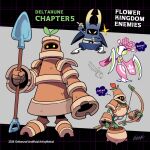  archer_(deltarune) arrow_(projectile) arthropod_girl arthropod_limbs beetle bilingual_commentary bow_(weapon) bug commentary deltarune english_commentary english_text floral_print flower flower_pot flower_symbol green_eyes holding holding_arrow holding_behind_back holding_bow_(weapon) holding_shovel holding_sword holding_sword_behind_back holding_weapon holding_weapon_behind_back japanese_clothes kimono leaf mantis_(deltarune) mantis_girl mixed-language_commentary nelnal ninja no_humans official_art official_artist_extra orchid_mantis pink_kimono praying_mantis raptoriales shinobeetle_(deltarune) shovel signature speech_bubble stag_beetle sword terakota thought_bubble utdr_(toby_fox) weapon yellow_eyes 