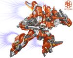  alteisen arm_mounted_weapon cannon character_name clenched_hand commentary_request full_body green_eyes horns mecha mecha_focus no_humans robot single_horn solo super_robot_wars tanimeso thrusters 